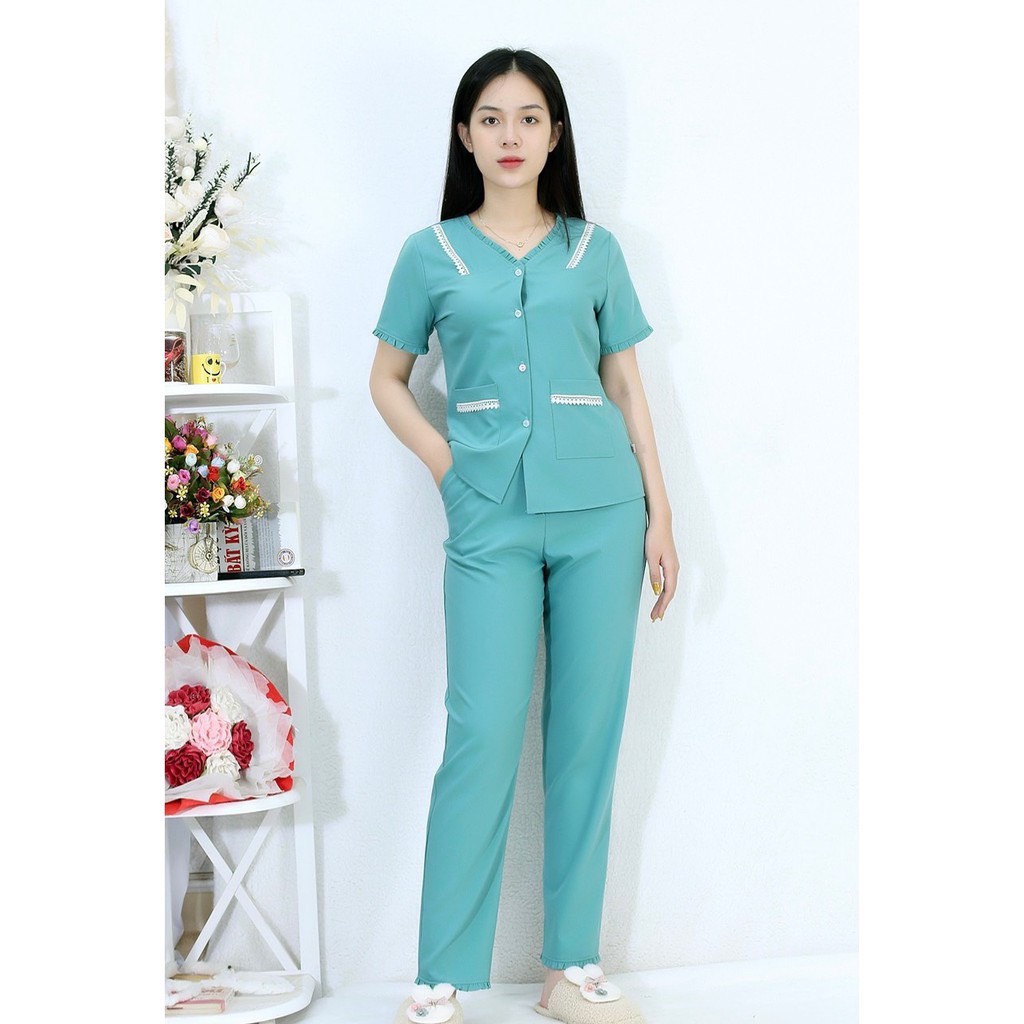 Đồ bộ pijama PHA REN P23 tay ngắn quần dài vải lụa Thoải Mái Nhẹ Nhàng