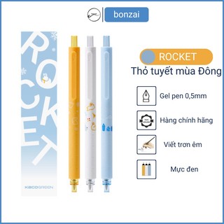 Bộ 3 bút Kaco Rocket Thỏ Tuyết Mùa Đông mực đen ngòi 0,5mm (Hàng Chính Hãng)