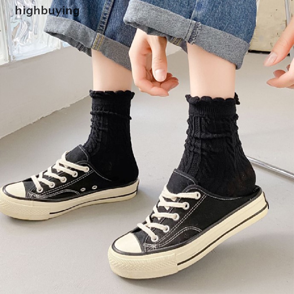 Hbvn Belle Vớ Lolita Nhật Bản Kẻ Sọc Phối Ren Màu Trơn Đính Kim Cương Dễ Thương Mùa Xuân Thu