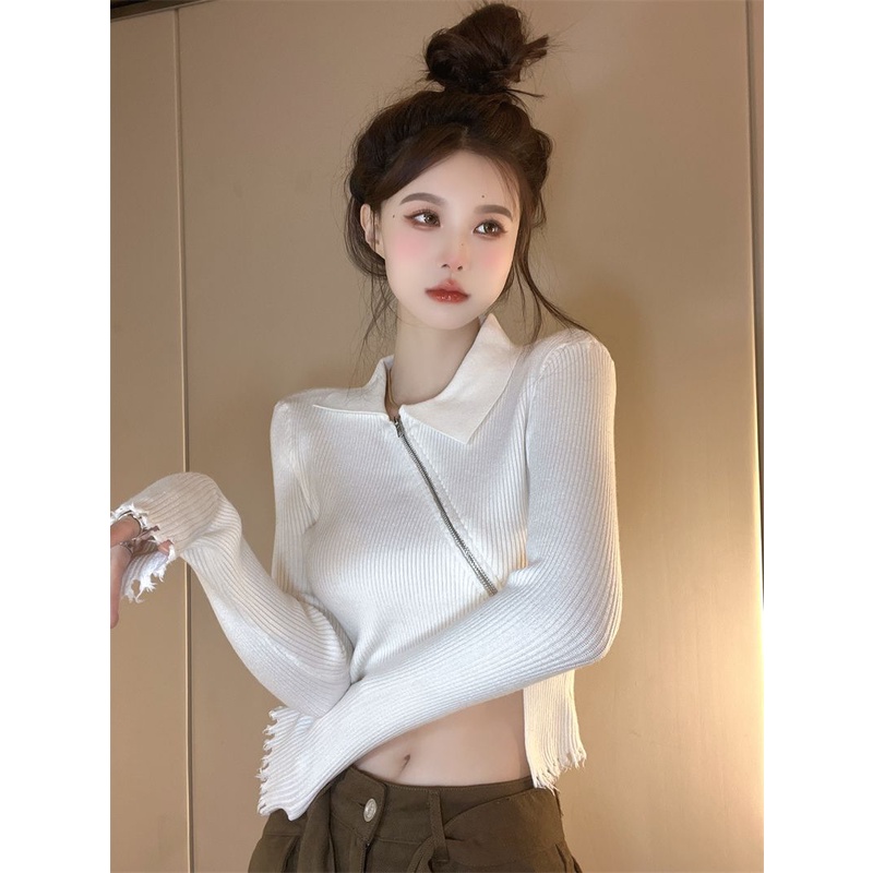 COZOK Áo sweater Dài Tay Phối Khóa Kéo Thời Trang Dành Cho Nữ