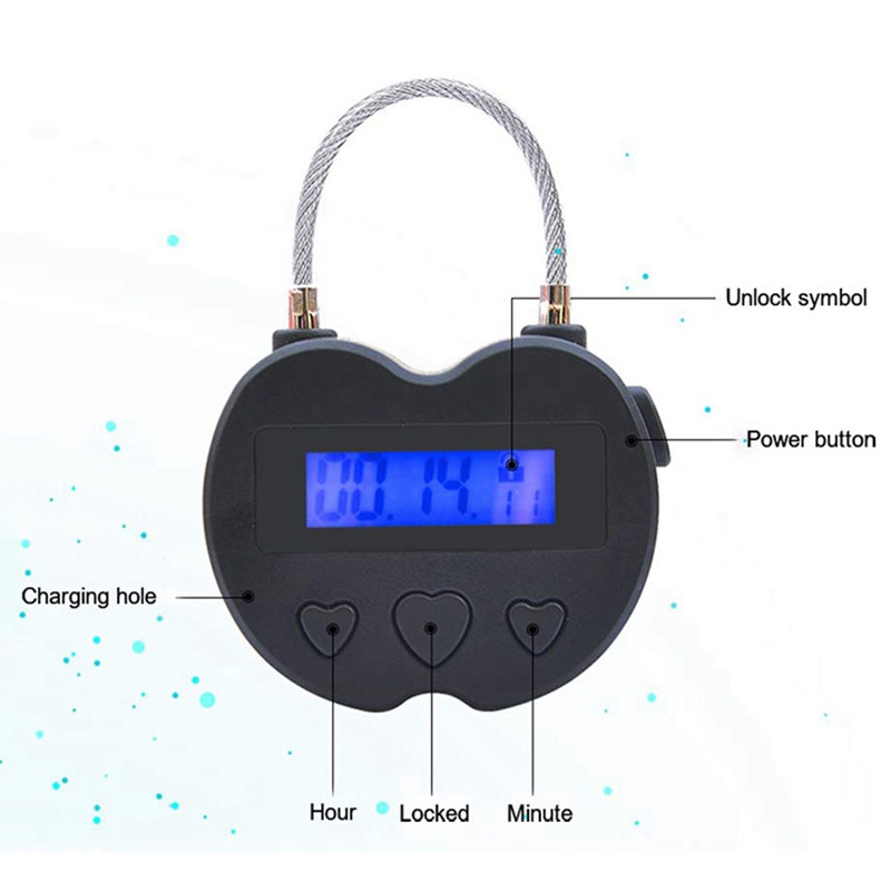 Ổ Khóa Hẹn Giờ Điện Tử Thông Minh Màn Hình LCD Sạc Cổng USB Màu Đen Tiện Dụng Mang Theo Du Lịch