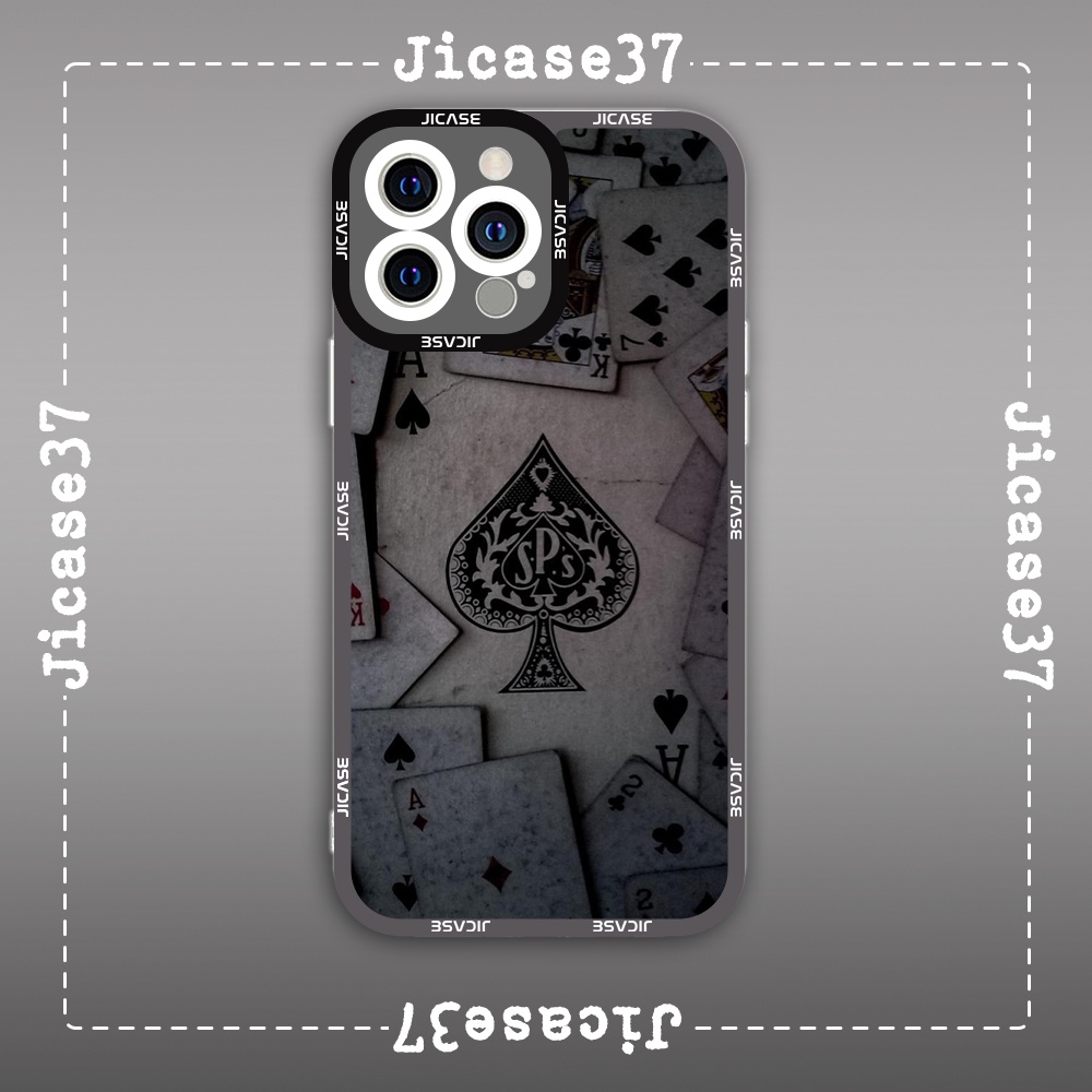 Ốp lưng iphone cạnh vuông Jicase Quân Át A Bài Tây Collage Aesthetic