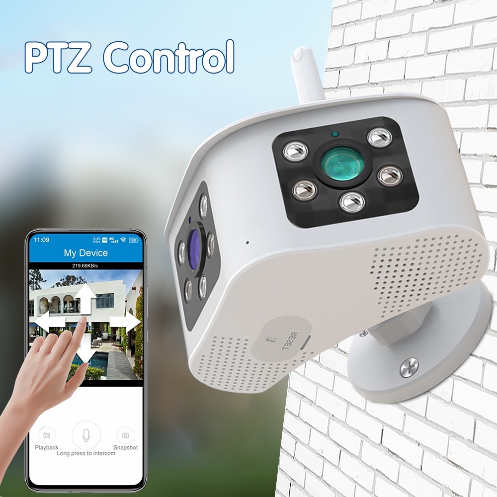 LLSEE Camera 2 mắt wifi không dây ngoài trời 4K/góc rộng 8.0mpx ultra HD tiêu chuẩn 180 độ/có màu ban đêm/gọi hai chiều