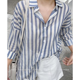 Đổ buôn Áo sơ mi kẻ sọc to vải thô mềm hàng đẹp loại 1 myra - Somike8906