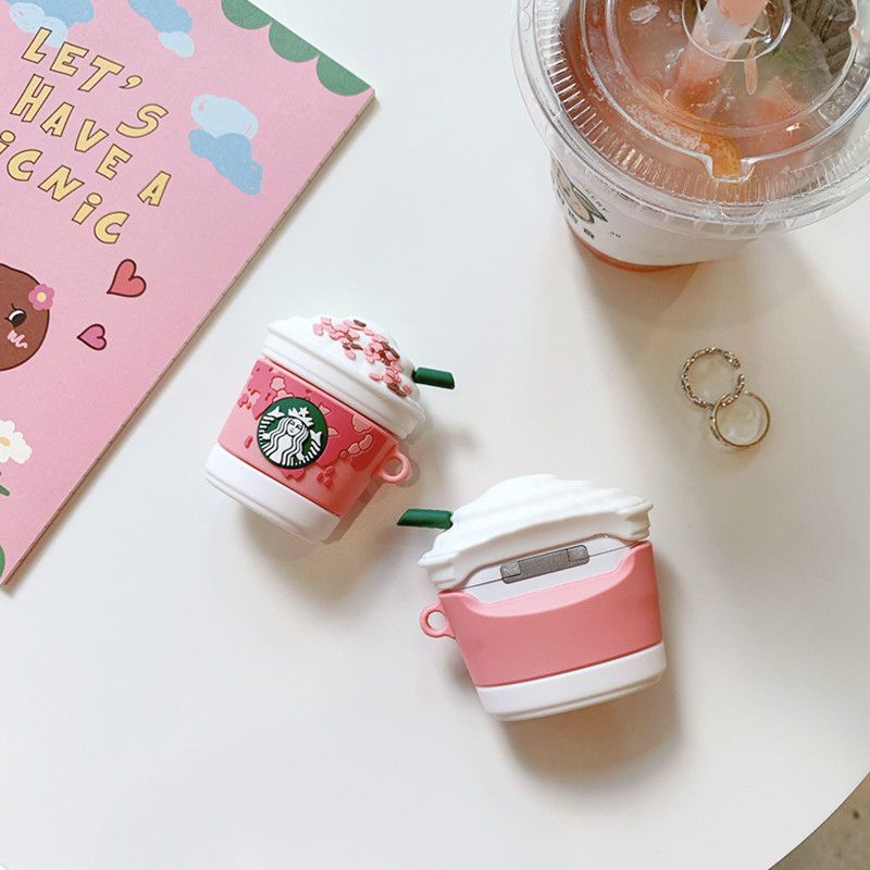 Vỏ Bảo Vệ Hộp Sạc Tai Nghe bluetooth Không Dây airpods1 / 2 pro3 Hình Ly Nước Hoa Anh Đào Sáng Tạo