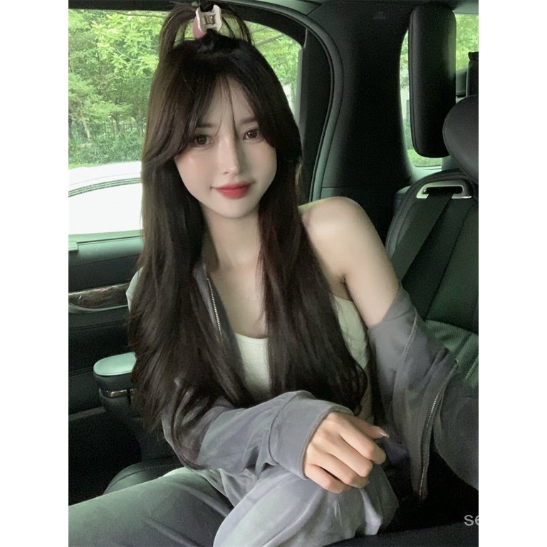 Set Đồ Thể Thao Có Mũ Trùm Vải Nhung Màu Vàng Đồng Phong Cách Mới Mùa Thu Đông Hợp Thời Trang Cho Nữ