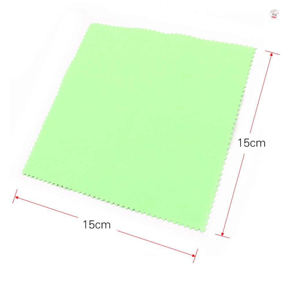 Khăn Lau Đánh Bóng Nhạc Cụ Hai Mặt 15cm * 15cm Bằng Sợi Micro Mềm Mại Màu Xanh Lá Dành Cho Guitar Bass Violin Piano