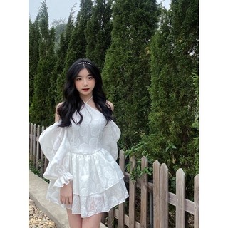 váy xoè tay phồng hoa hồng Miko
