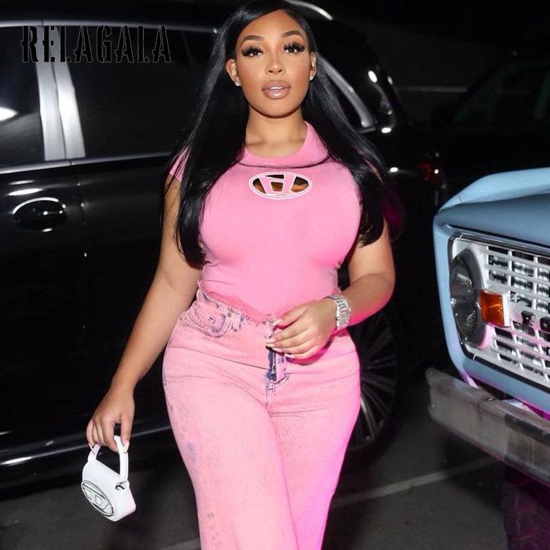 Áo Thun Tay Ngắn Cổ Tròn Dáng Ôm Thêu Họa Tiết Thời Trang 2023 Cho Nữ