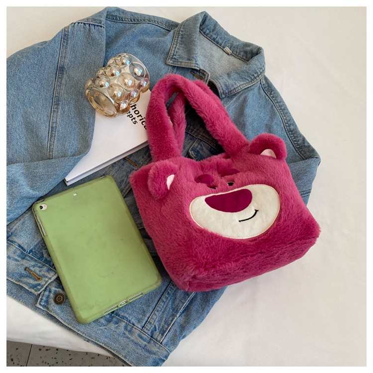 Túi Tote Sức Chứa Lớn In Họa Tiết Dâu Tây / Gấu Hoạt Hình Phong Cách Thời Trang Mùa Xuân 2023