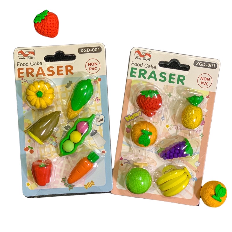 Tẩy Dạng Bút Sanrio,Gấu Dâu, Set Tẩy Dễ Thương, Hộp 4 Cục Gôm Tẩy Hình Bánh Kẹo, Gôm Tẩy Gấu Dâu , Gôm Tẩy Đen Học SInh