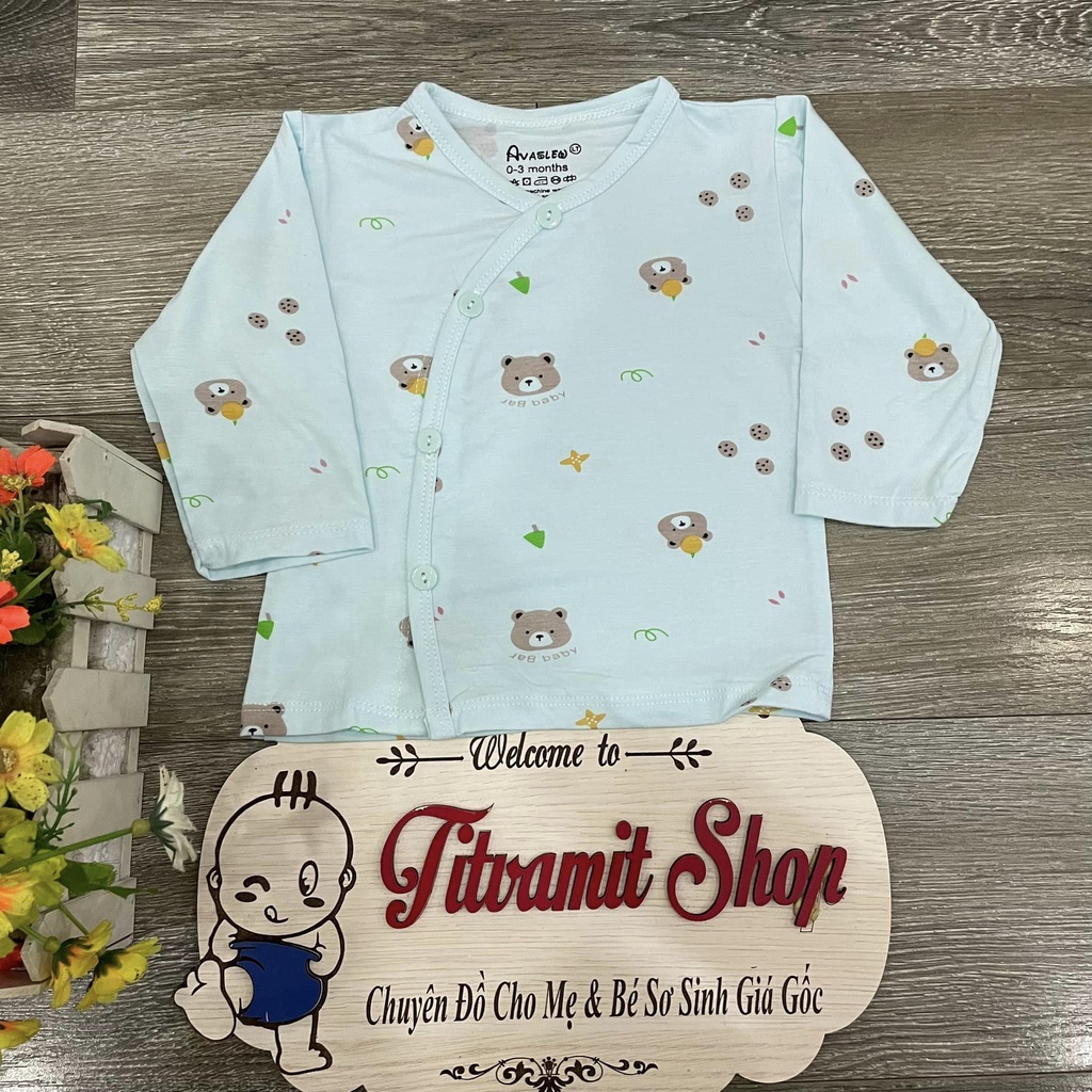Áo dài avalew/minky cúc chéo peptit, áo dài cho bé sơ sinh