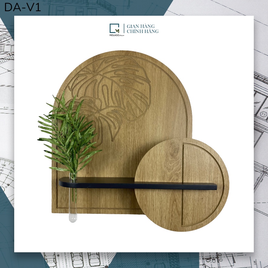 Kệ treo tường trang trí, kệ gỗ đa năng decor phòng khách phòng ngủ nhà tắm không cần khoan Molago - DA