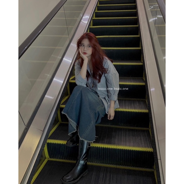 Áo sơ mi kẻ cotton form rộng, áo sơ mi kẻ 4 màu Bazic onee