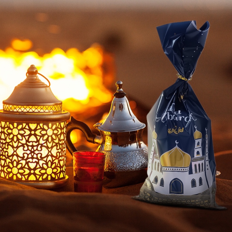 Set 50 Túi Nhựa Đựng Bánh Kẹo In Chữ Ramadan 2023
