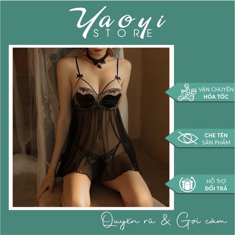 Váy ngủ voan xuyên thấy sexy quyến rũ cao cấp đồ ngủ gợi cảm