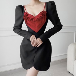 Lovita Dress - Đầm cách điệu trái tim cho Valentine, phối đỏ đen sang trọng, ấn tượng