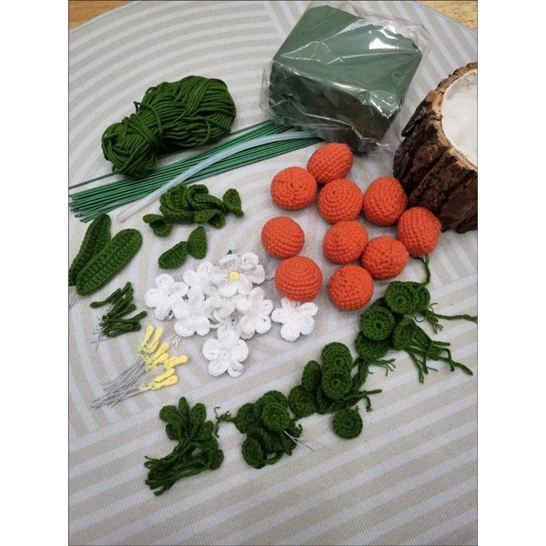 Chậu Cây Cam/Dâu Len Tự Đan DIY Handmade