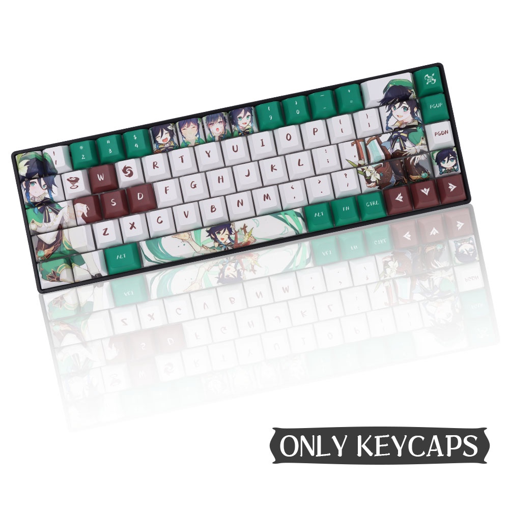 Genshin Impact Venti Keycaps 136 Keys Cherry Profile PBT Sublimation Nút Bàn Phím 136 Phím Bằng PBT Cho MX Swith