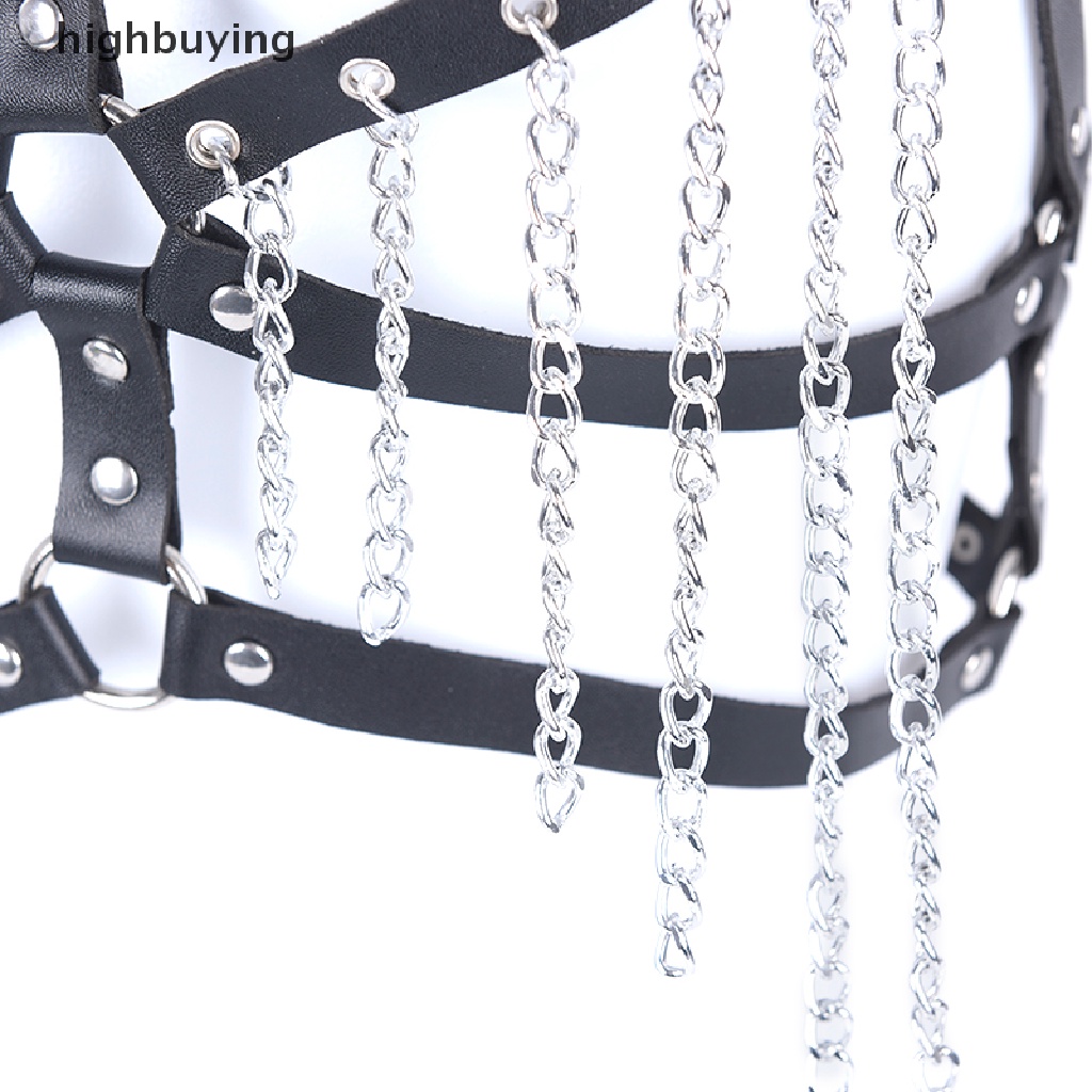 Đai Đeo Ngực Bằng Da Màu Đen Phong Cách Gothic Cho Nữ