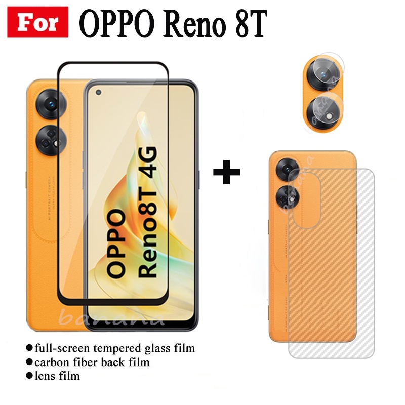 3 Trong 1 Cho OPPO Reno8 T Reno 8T 5G Kính Cường Lực Full Cover Bảo Vệ Màn Hình Cho OPPO Reno 8 7 6 
