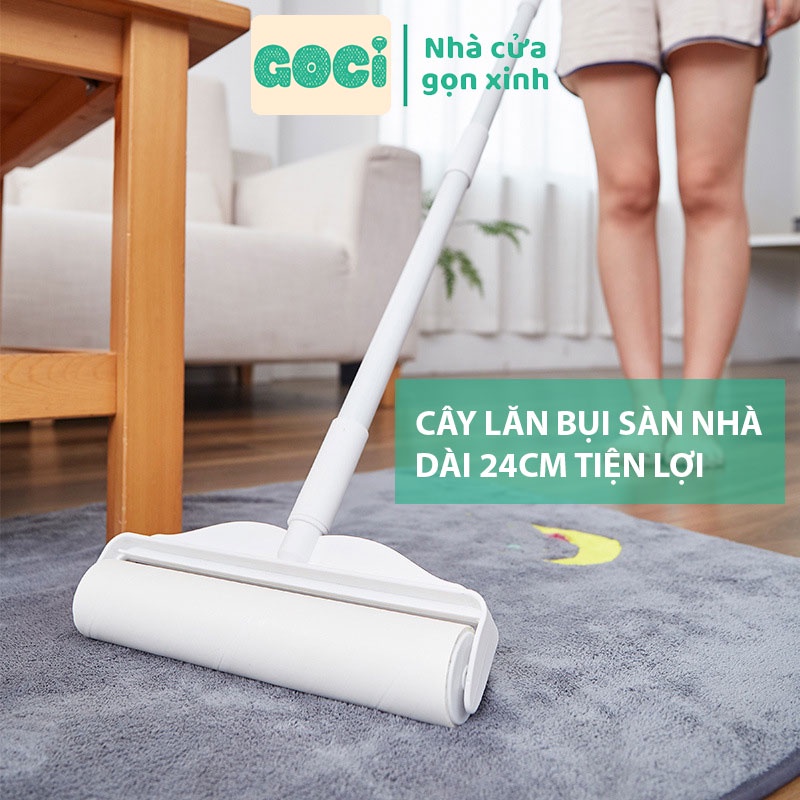 Cây Lăn Bụi GOCI Dài 124cm, Dụng Cụ Lăn Bụi Sàn Nhà Đa Năng Làm Sạch Bụi Lông Thú Trên sàn Nhà Và Rèm Cửa