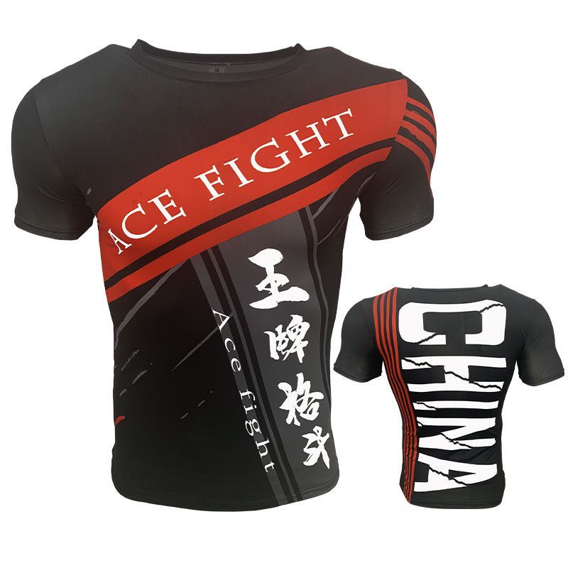 Bộ Quần Áo Tập Luyện Đánh Đấu Đấu Ôm Sát Nhanh Khô Tay Ngắn MMA Comprehensive Fighting Sanda Mouth Cannon Rego McGonal Cho Nam