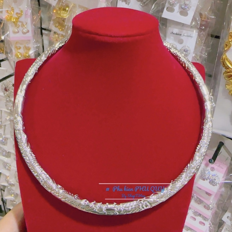 kiềng cổ cưới cô dâu mạ bạch kim siêu đẹp - tặng kèm hộp nhung khi mua