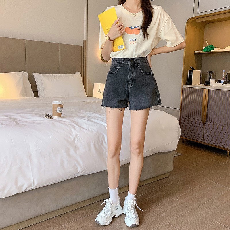 SUXI Quần Short Denim Lưng Cao Ống Rộng Thời Trang Mùa Hè Dành Cho Nữ