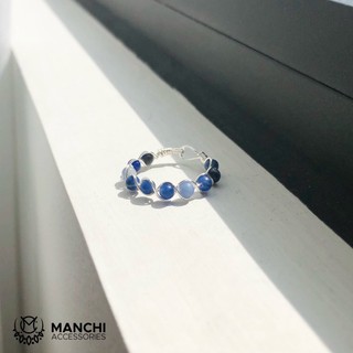 Nhẫn đá Sodalite handmade dây màu bạc