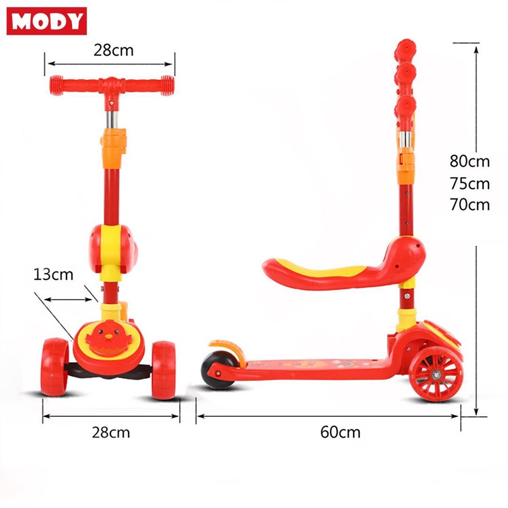 Xe scooter trẻ em cho bé 3 bánh có yên ngồi Mody M908