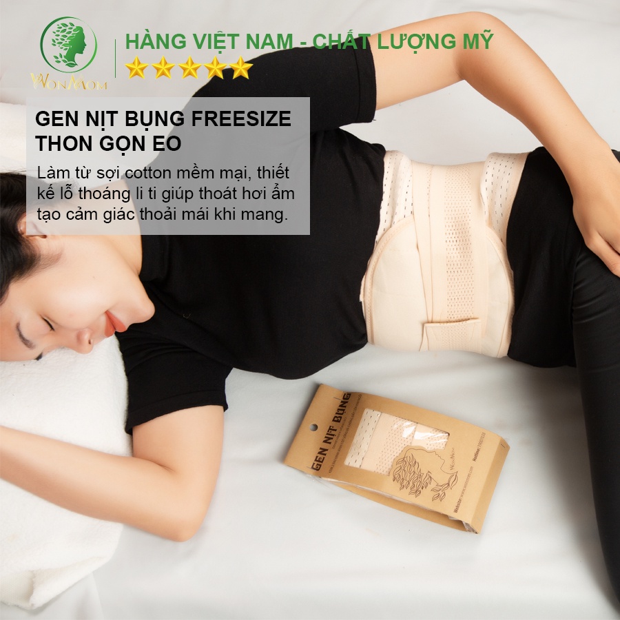 [ Giảm 35K - Đơn 329K ] Bộ giảm eo sau sinh dưới 3 tháng Wonmom ( 1 Cốt gừng hạ thổ + 1 Gen nịt bụng )
