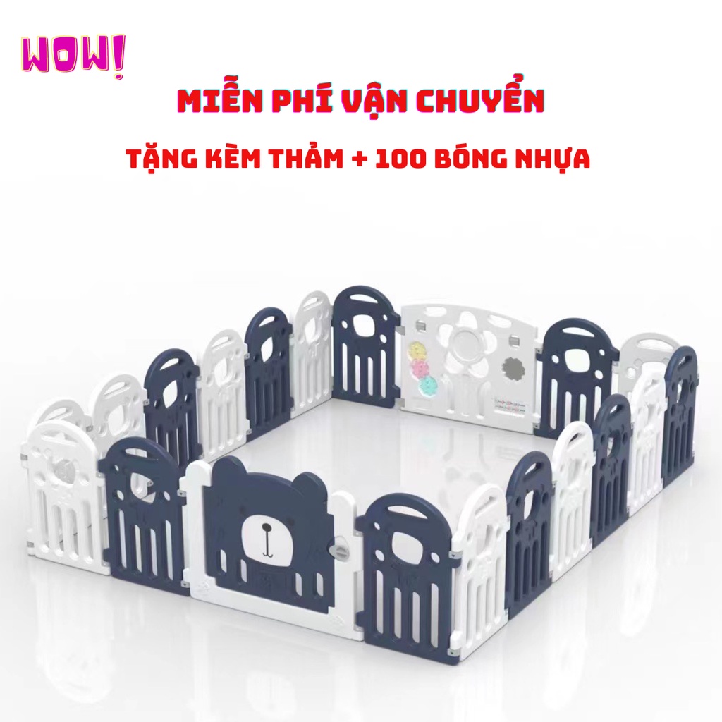 Quây cũi nhựa gấp gọn MẪU GẤU XỊN TẶNG 100 bóng 1 thảm. VÀ COMBO NÉM BÓNG RỔ