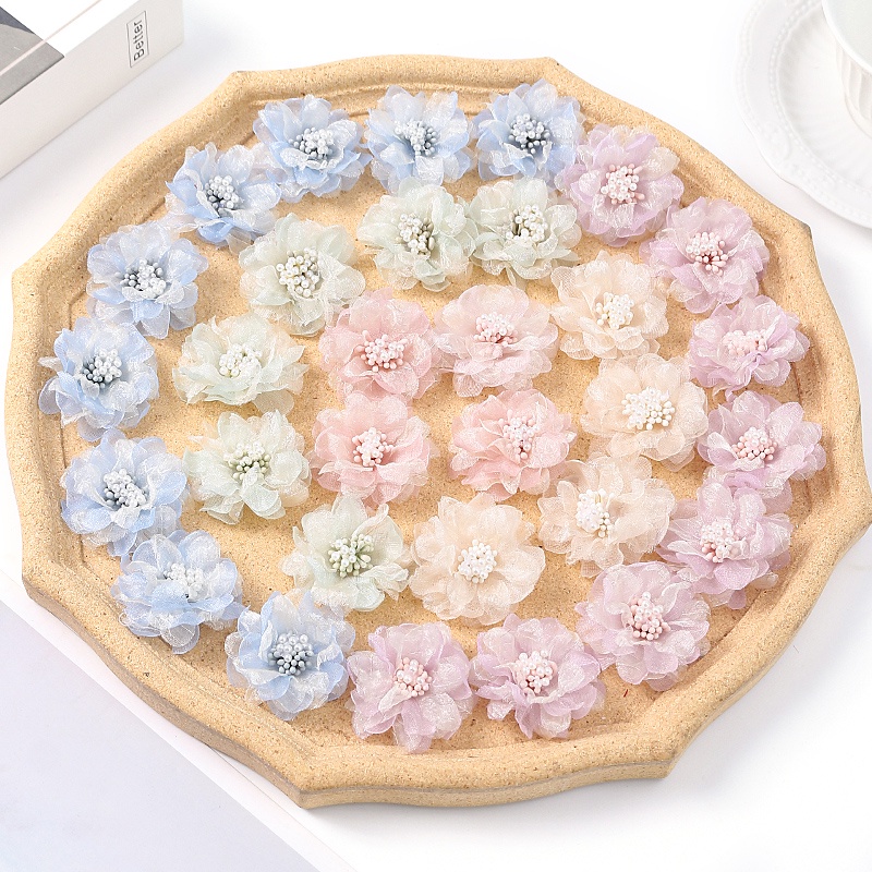Set 10 Bông Hoa Giả 4.5cm Trang Trí Tiệc Cưới