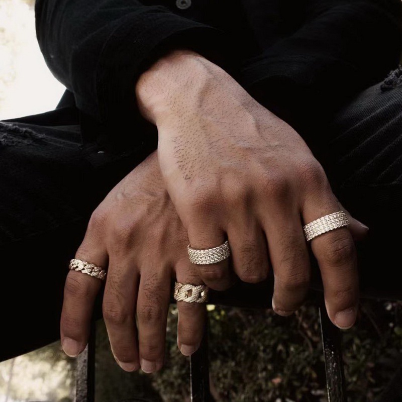 Nhẫn Kim Cương Bằng Thép Không Gỉ Không Phai Màu Phong Cách Hip Hop Cho Nam Và Nữ