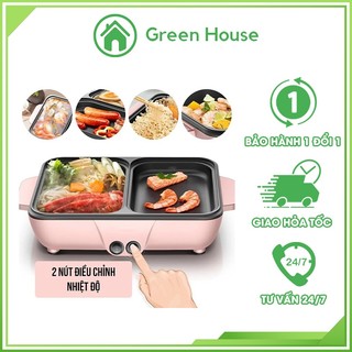 Bếp Lẩu Nướng 2 Ngăn Đa Năng Hàn Quốc, Nồi Lẩu Nướng 2 in 1 BẢO HÀNH 1 ĐỔI 1