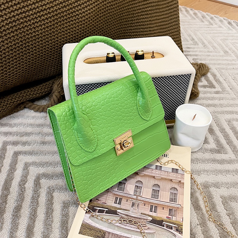 Túi Đeo Chéo Vuông Nhỏ Đựng Điện Thoại Họa Tiết Da Cá Sấu Có Khóa Cho Nữ