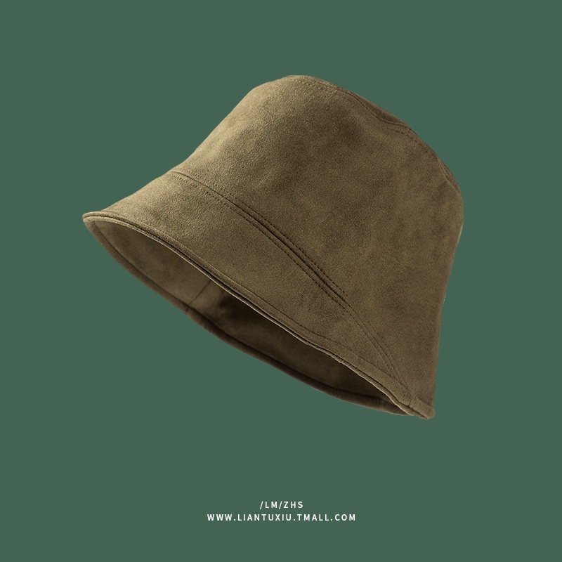 Mũ Bucket Da Lộn Màu Trơn Thời Trang Đường Phố Nhật Hàn Cá Tính Cho Nữ