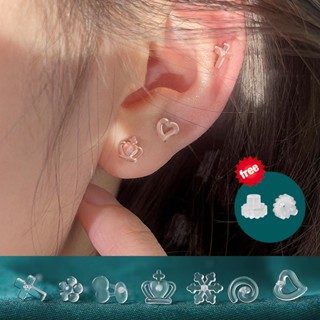  Singul Nhựa Trong Suốt Tai Học Sinh Vô Hình Mini Nhựa Không Gây Dị Ứng Bông Tai Dính Tai Chống Chặn Tai Pin 