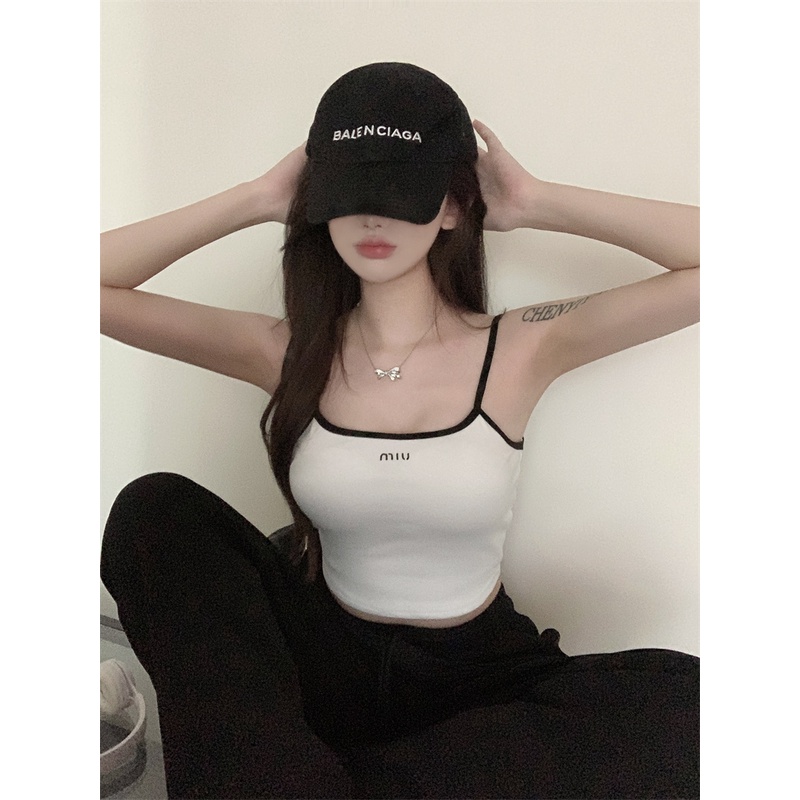 Áo Hai Dây Ôm Dáng Có Mút Đệm Ngực In Họa Tiết Phong Cách Hàn Quốc Cho Nữ