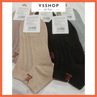 Tất vớ nam nữ cổ ngắn LV gân tăm, cotton dày dặn thoáng khí TN73