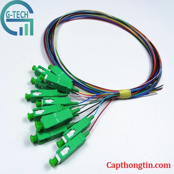 Dây hàn quang Pigtail 12 màu SC/APC 1.5m , Dây nối quang 12 màu SC/APC