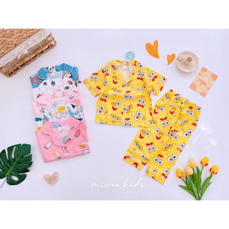 Bộ Pizama miwoo kids cho bé trai bé gái 9-25kg