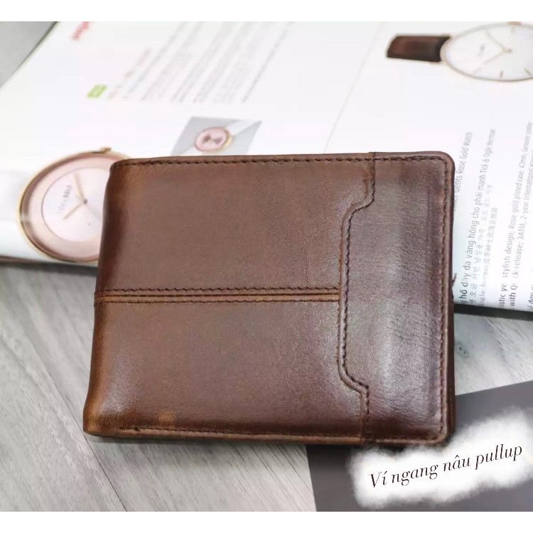 Ví/Bóp ngang nam da bò pullup cao cấp VN68.Bảo hành 12 tháng
