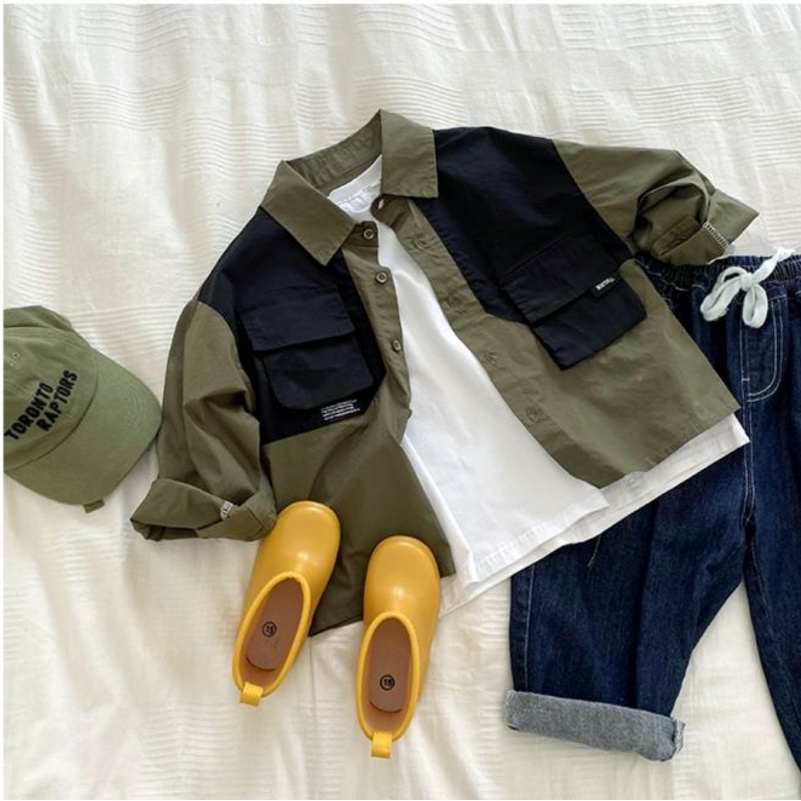 Áo Sơ Mi cho bé trai ,áo Dài Tay Thiết Kế Cá Tính Thời Trang Cho bé Trai 4 tuổi