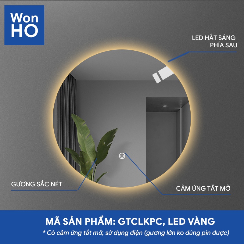 Gương LED treo tường, Gương LED treo tường nhà tắm, bàn trang điểm phòng ngủ, cảm ứng tắt mở tiện lợi, đèn LED trắng