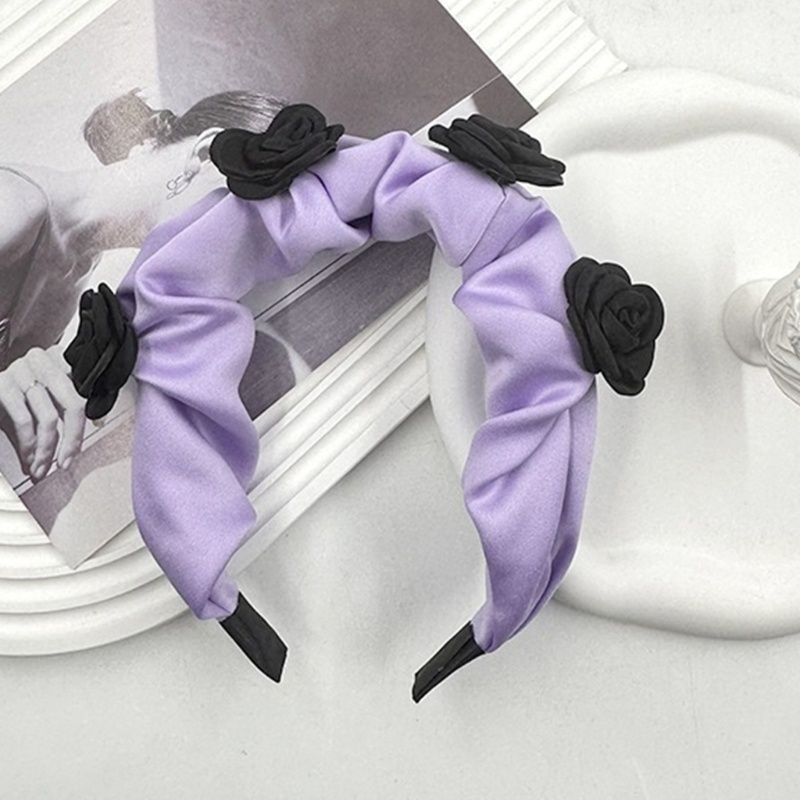 Băng Đô Cài Tóc Bằng Vải Satin Không Kẹp Họa Tiết Hoa Hồng Ngọt Ngào Thời Trang Cho Nữ