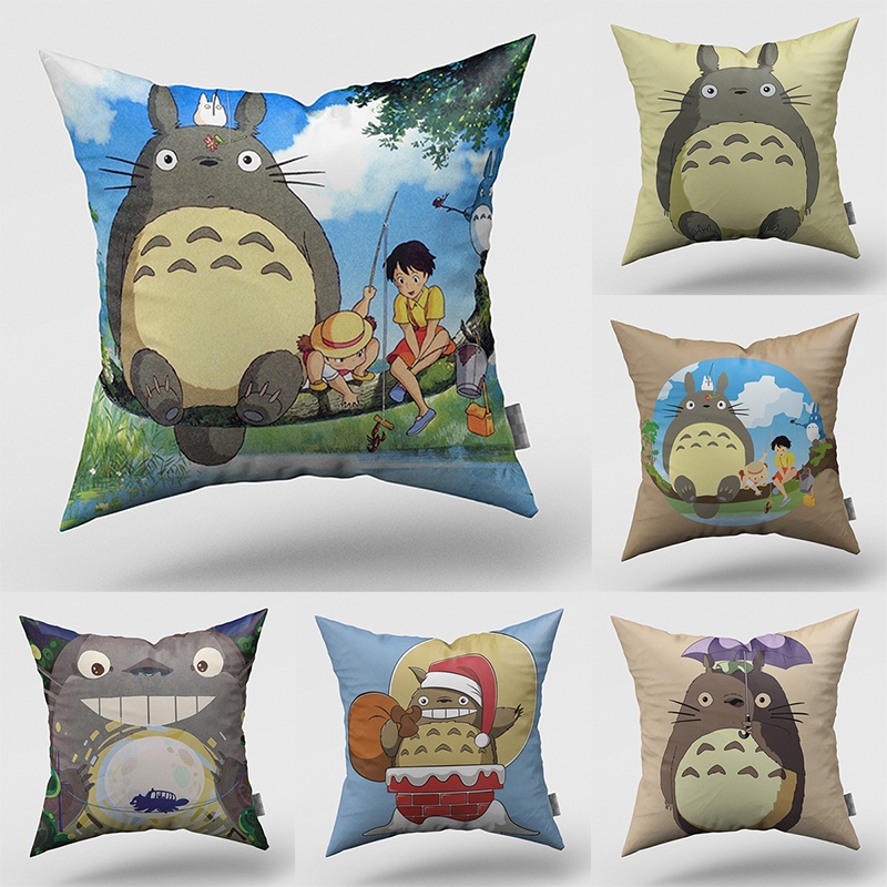 Vỏ Gối 45 * 45CM In Hình Mèo Totoro Dễ Thương Trang Trí Nhà Cửa