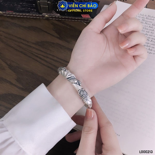 Kiềng tay lý ngư liên hoa new (có charm) chất liệu bạc Thái 925 thời trang phụ kiện trang sức nữ Viễn Chí Bảo L000213