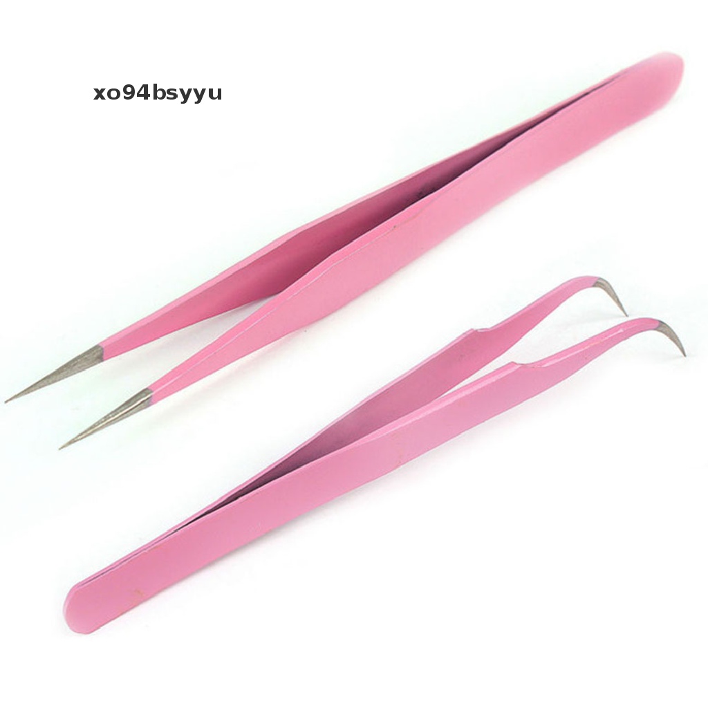 Set 2 Kẹp Uốn Cong Được Bằng Thép + Thẳng xo94bsyyu Dùng Nối Mi / Làm Móng Nghệ Thuật